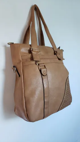 BOLSA DE COURO GRANDE CARAMELO