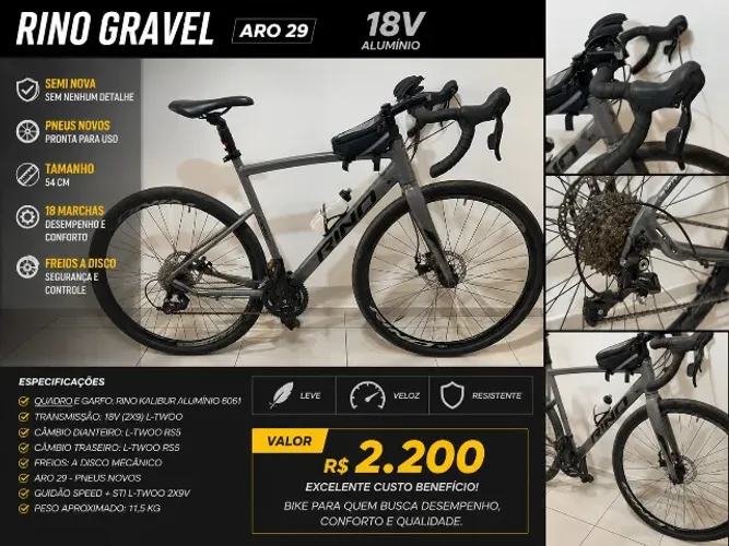 BIKE RINO GRAVEL ARO 29 - NOVÍSSIMA - SEM NENHUM DETALHE