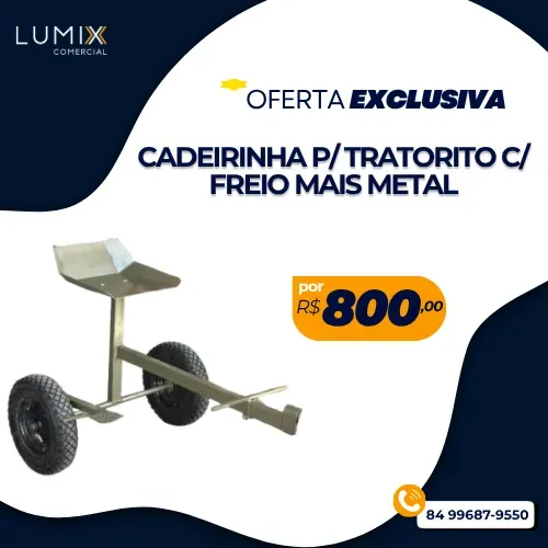 CADEIRINHA PARA TRATORITO C/ FREIO REBOCAVEL