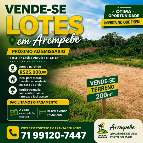 Lote a venda em Arembepe