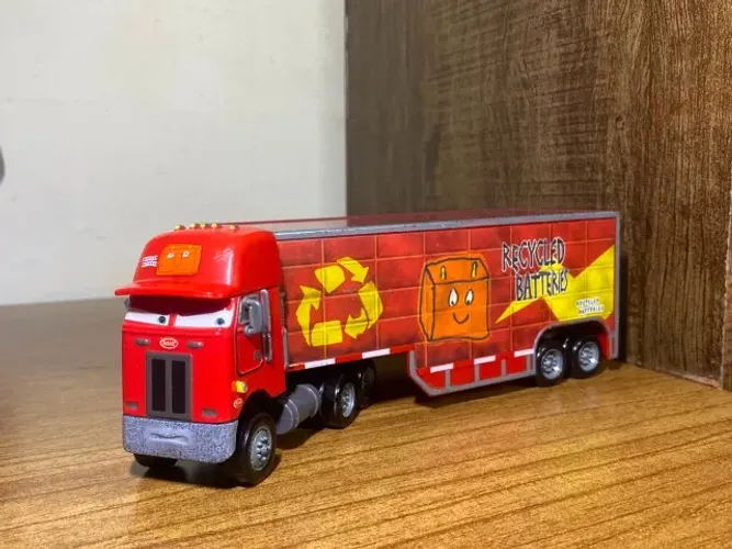 Carreta Caminhão Disney Cars Jerry Recycled Batteries Hauler 1:55 Mattel RARO
