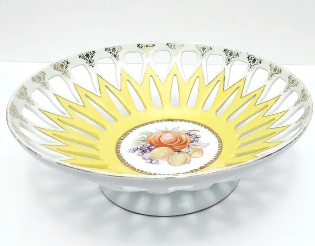 Fruteira Centro de Mesa Porcelana Vazada Polovi Paraná 