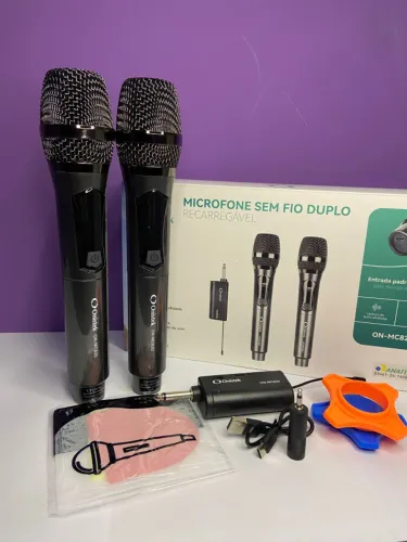 Microfone sem Fio Duplo Recarregável Onistek ON-MC820