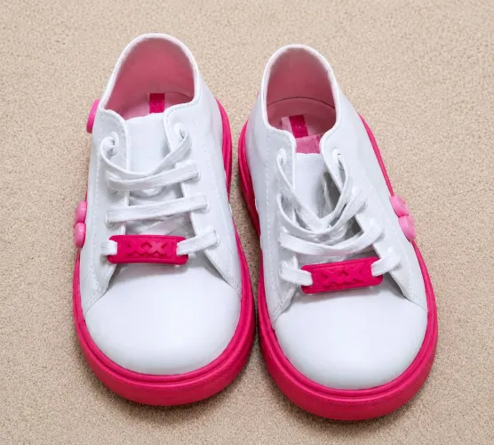 Tênis Infantil Casual Menina Branco e Rosa Tam 23/24 - Lindo