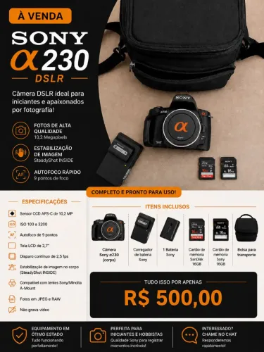 CAMERA E LENTES SONY