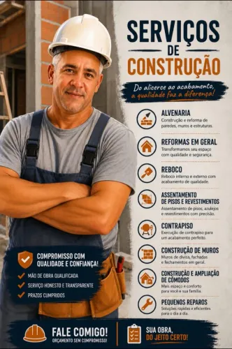 Trabalho com reformas e construção do alicerce ao acabamento 