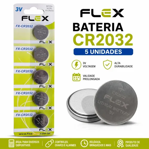 Bateria CR2032 Flex Cartela 5 Unidades