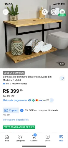 Bancada de banheiro em madeira 