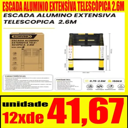 ESCADA ALUMINIO EXTENSÍVA TELESCÓPICA 2.6M