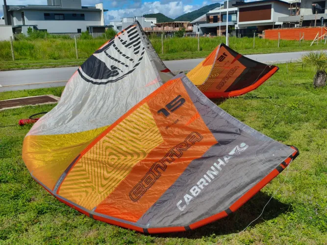 Kitesurf Cabrinha Contra 15 2018 com barra e mochila.