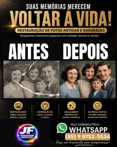 Tratamento de fotos antigas e rasuradas. Tenha de volta sua lembrança como se fosse nova.