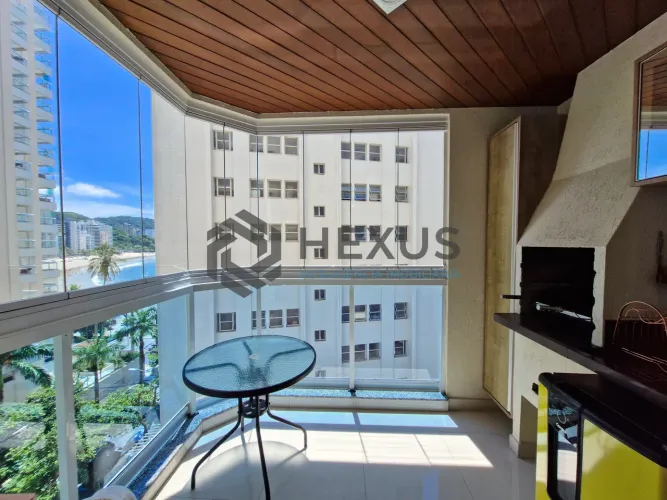 Apartamento com varanda gourmet vista mar e lazer na beira mar da Praia das Asturias, Guar