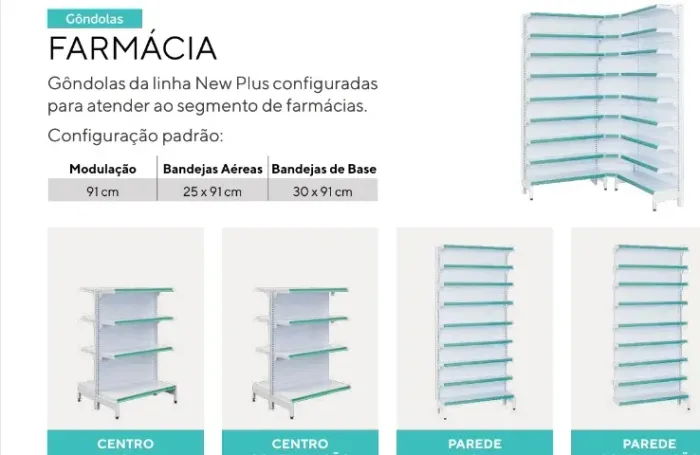gondola de aço para farmacia a pronta entrega 