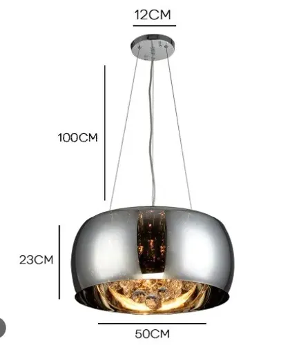 Pendente Sidney Chandelie Vidro 50cm Metalizado Cromado