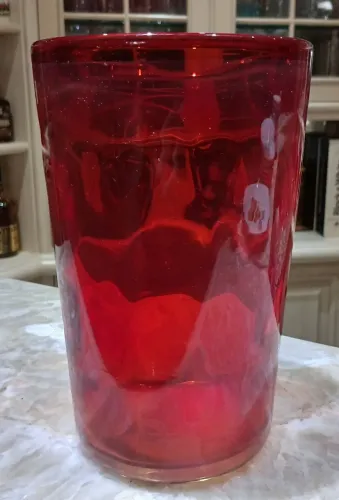Vaso de Cristal Murano Poços de Caldas 21cm - Vermelho Rubi Vintage