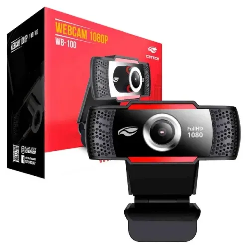 Webcam WB-100BK C3Tech 1080P, Full HD, USB2.0, 2MP, 30 FPS - Novo Loja Coimbra Computadore