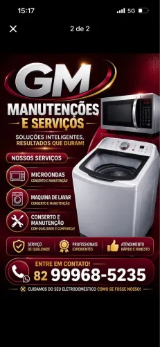 CONSERTO DE MÁQUINA DE LAVAR ROUPA E MICROONDAS