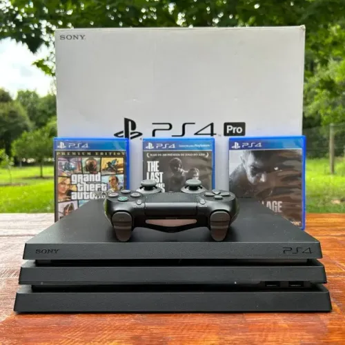 Videogame PS4 Pro 1TB | Conservado | Controle Original + Jogo e Acessórios