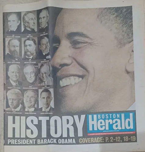 Jornais americanos (Boston Herald) da eleição do ex presidente Barack Obama  