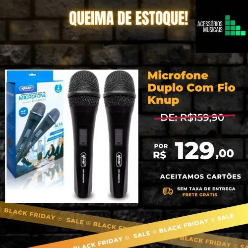 Microfone Duplo Com Fio Profissional