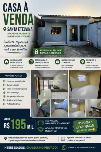 Casa 2 Quartos com Suíte em Residencial Fechado - Santa Etelvina | R$ 195 Mil
