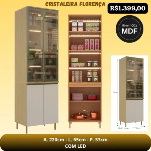 Cristaleira Florença 100%MDF