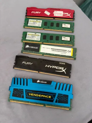 Lote 6 Memórias RAM PC Gamer / Desktop (DDR4 e DDR3) - Sem Teste / No Estado