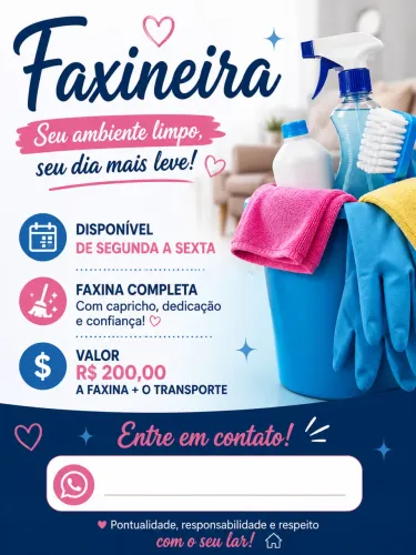 Faxineira Disponível para você !