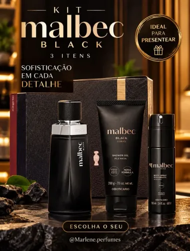 Kit Malbec Black masculino com 3 itens- OBoticario 
