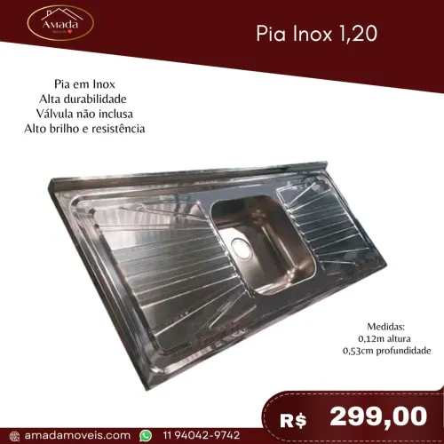 Pia inox 1,20m , à pronta entrega 
