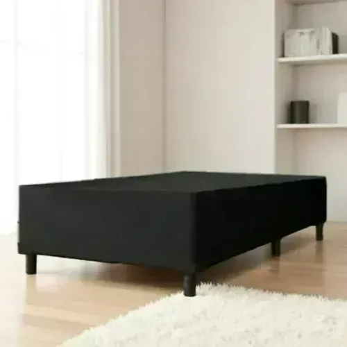 Base Box Solteiro Suede Preto