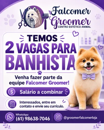 Vaga para banhista de pets. 