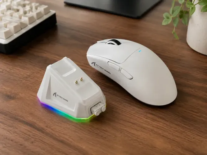 Mouse Attack Shark X11 Branco + Dock RGB - Funciona Apenas no Cabo