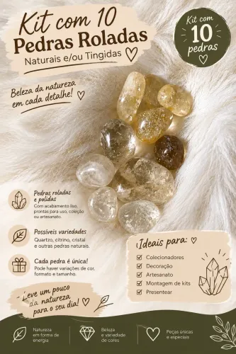 Lote com 10 pedras naturais roladas.