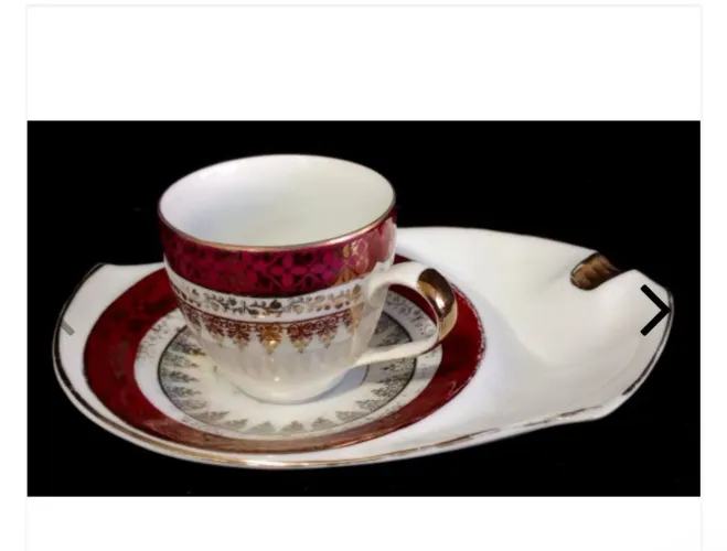 Mauá - conjunto cafezinho e cinzeiro em porcelana Mauá 