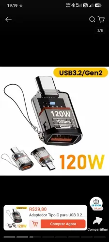 Adaptador Otg 120w usb 3.2