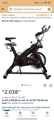 Bicicleta ergométrica Gallant Elite Pro Spinning Mecânica