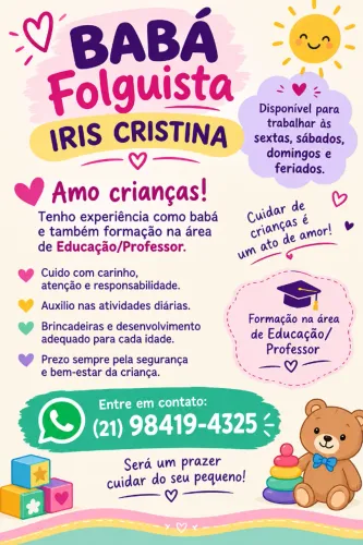 Babá folguista!! Ofereço meus serviços.