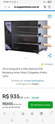 CHURRASQUEIRA A GÁS COM 3 ESPETOS GIRATÓRIA