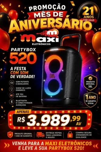 PARTYBOX 520 JBL Original 1 ano de garantia