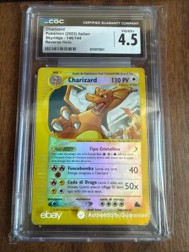 Carta Pokémon Charizard Skyridge reverse foil italiano cgc 4,5 pop 1 !!