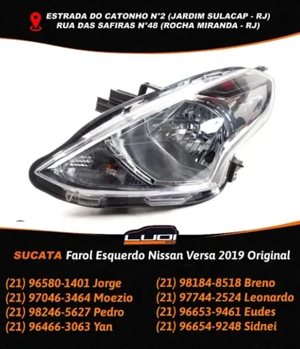 Farol Esquerdo Nissan Versa 2019 Original