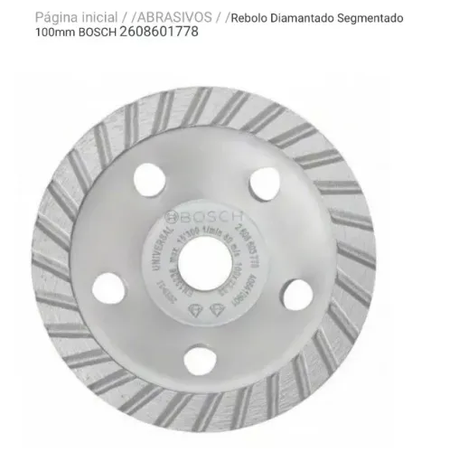 Rebolo Prato Diamantado 100x22,23mm Turbo Universal