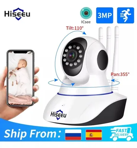 Câmera de monitoramento Wifi com três antenas Hiseeu