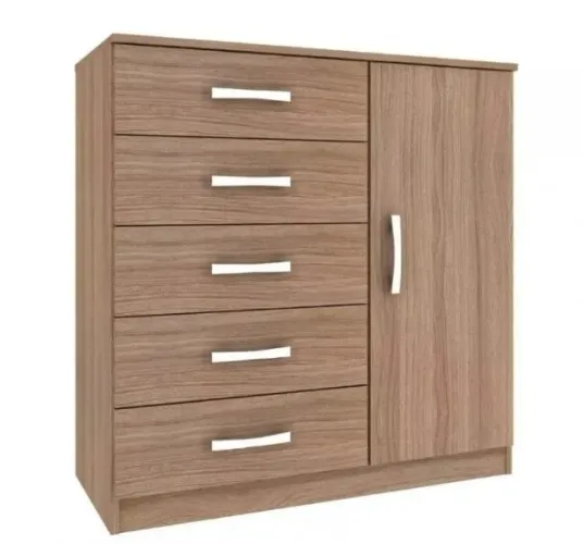 Promoção! Comoda 5 Gavetas 1 Porta Marrom Frete Grátis