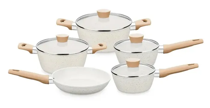 Conjunto Panelas 5 Peças Mármore Cerâmic-Flon Indução Carmela MTA
