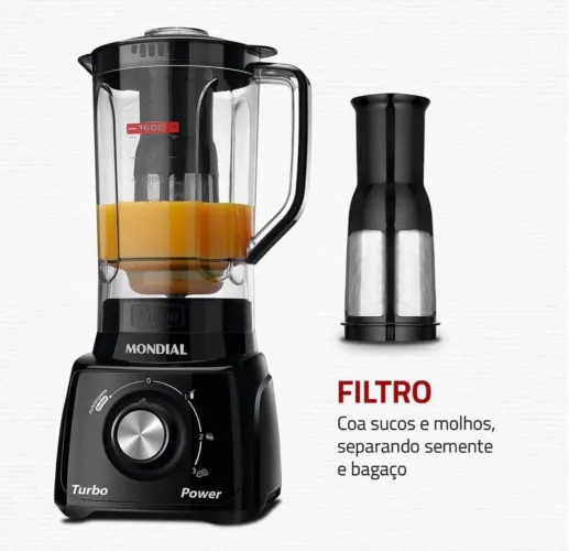Liquidificador Mondial Turbo com Filtro - Novo!