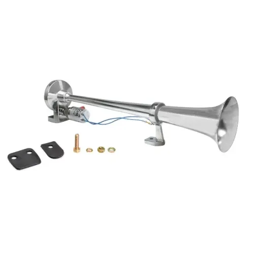 Buzina ar 1 Corneta Cromada 430mm Com Valvula 12v 24v