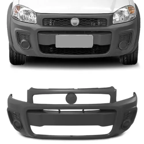 Parachoque Fiat Strada Working 2014 a 2020 - CD / CE / CS - Furo Moldura Lateral - Cinza