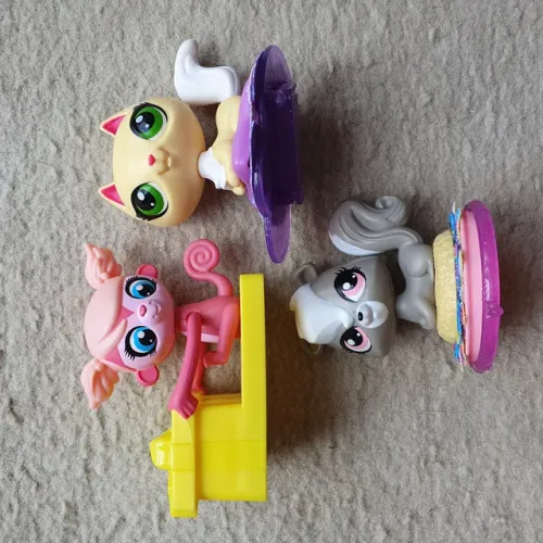 Kit 3 Bonecos Littlest Pet Shop LPS Mcdonald's